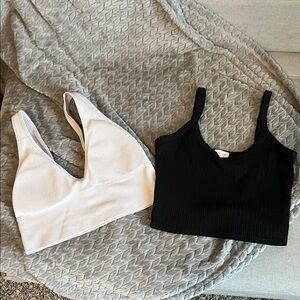 Heart Hips/Dynamic Black and White Ribbed Tank Tops